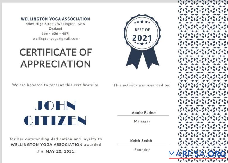 Downloadable USA Customer Appreciation Certificate template in Word and PDF format, version 2